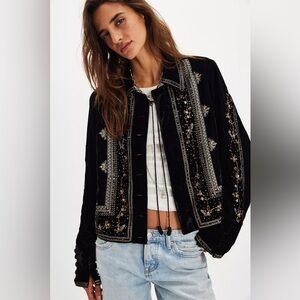 Free People Maxxie Embellished Velvet Jacket